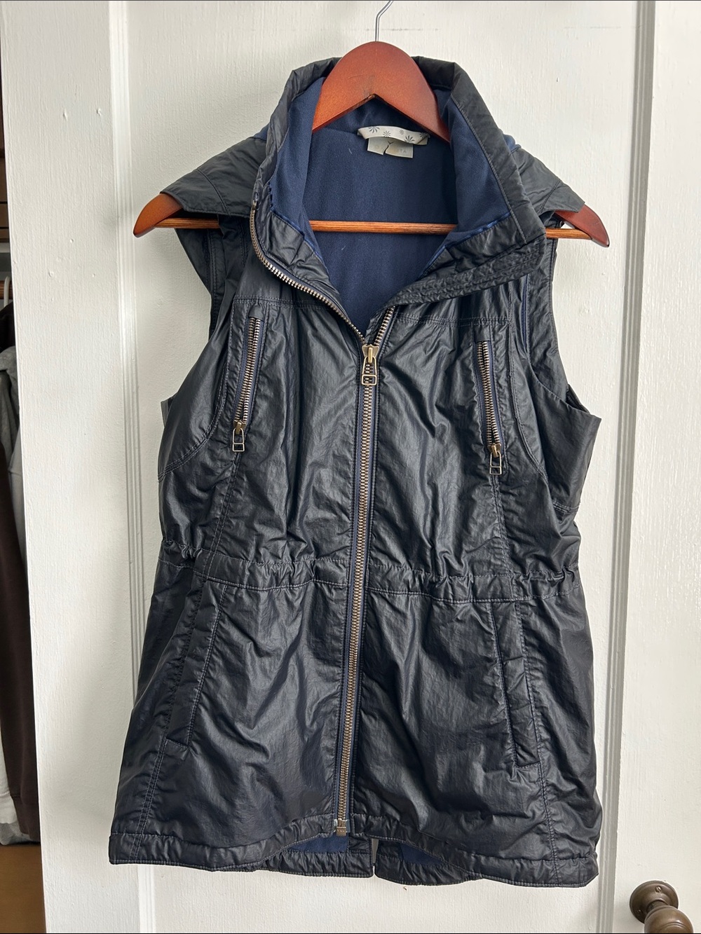 Vintage Athleta Zip-Front Vest Jacket - Navy